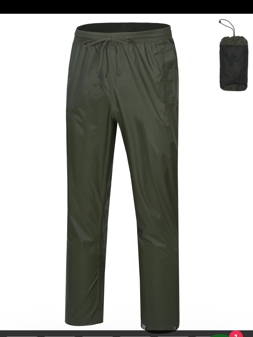 LDA Men Rain Pants Packable Waterproof Hiking Wind Pants Breathable XXL  Green